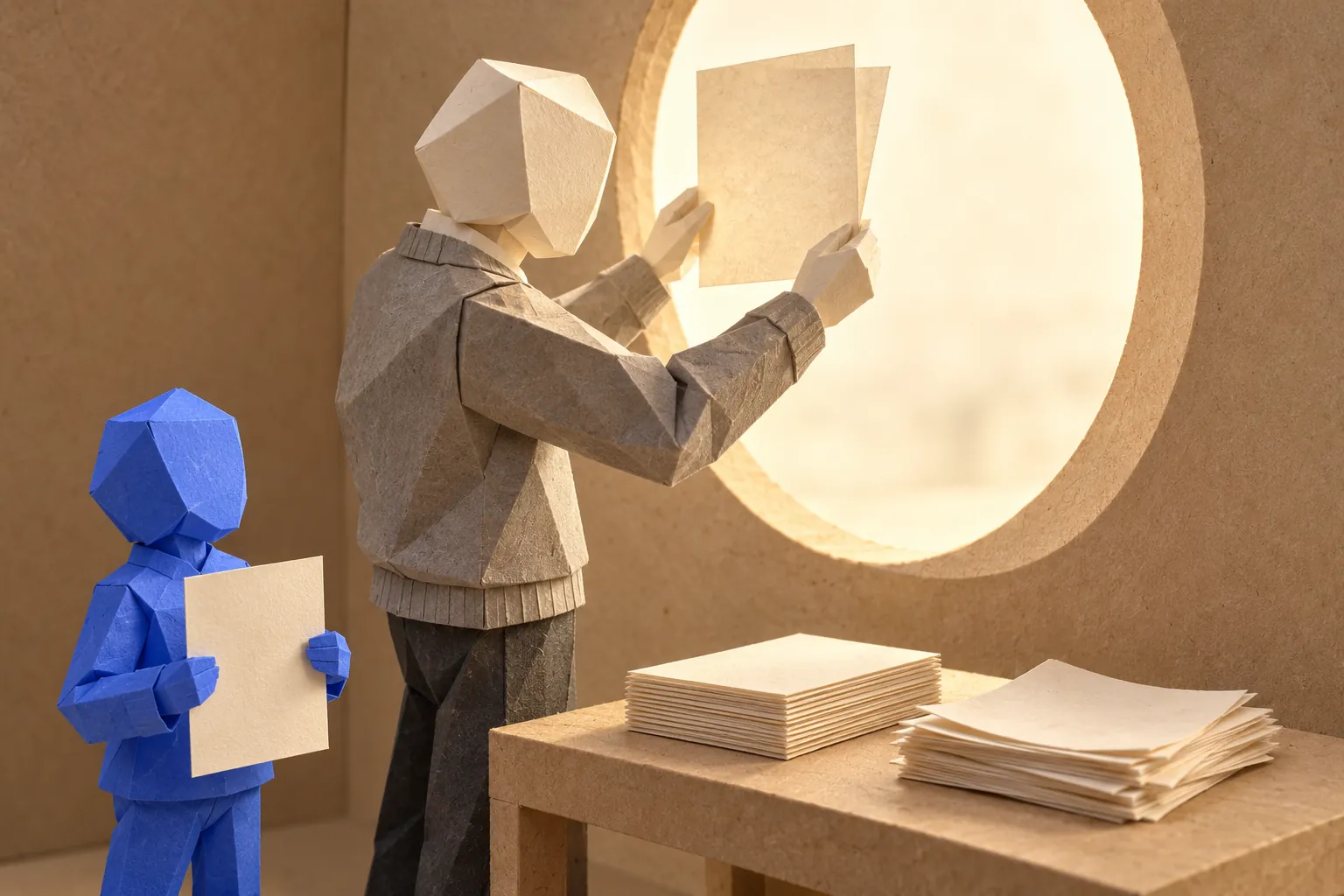 Illustration: a paper figure compares two documents against the light.