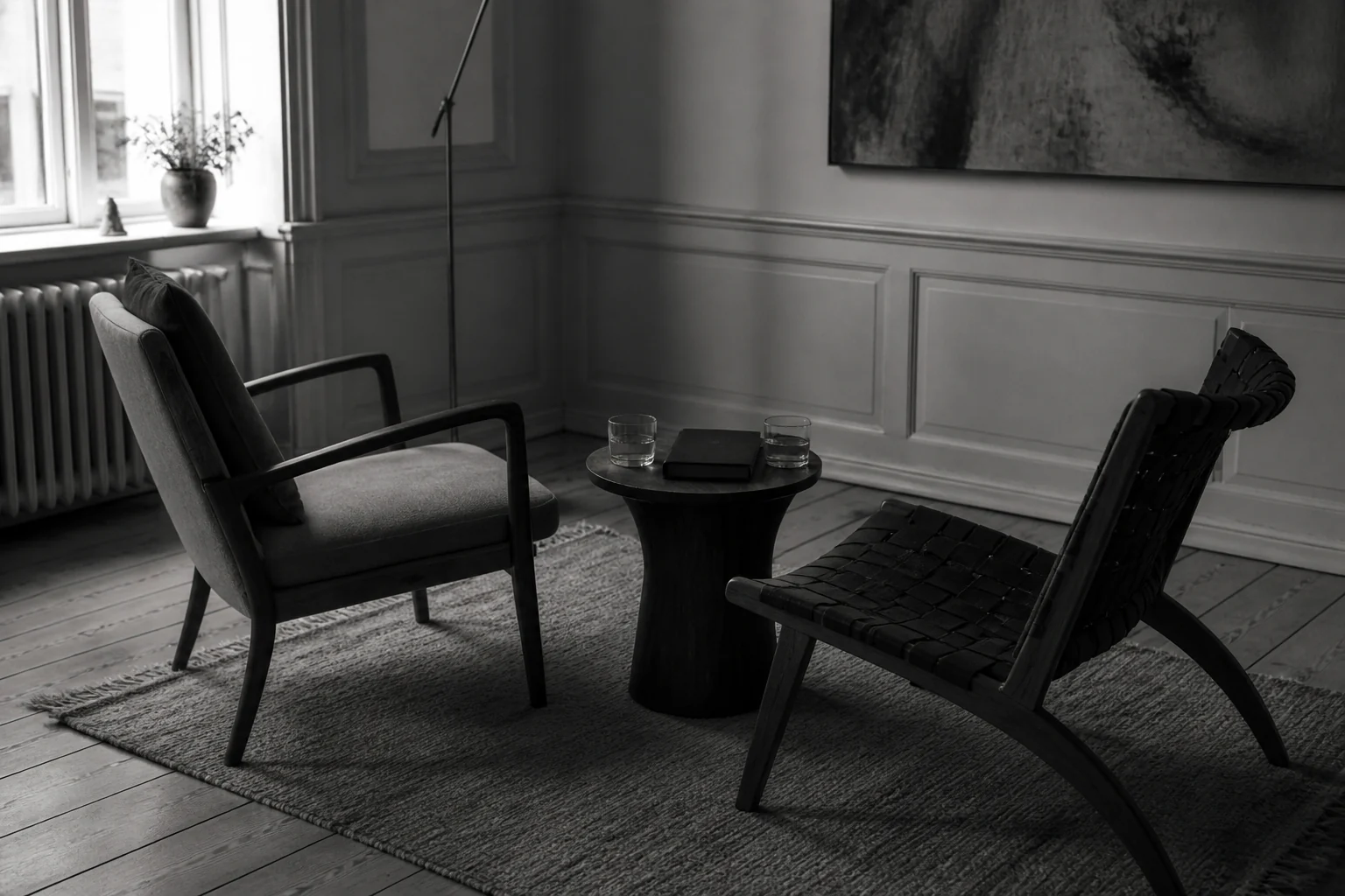 Two chairs prepared for a private coaching conversation
