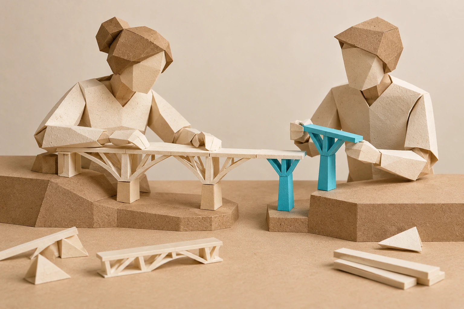 Illustration: two paper figures review an assembly as one of its parts changes