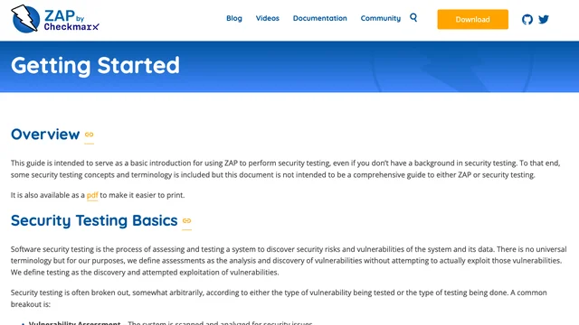 ZAP documentation page.