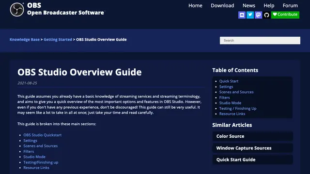 OBS Studio resource for preparing or reviewing a software demo.
