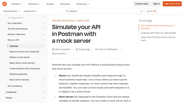 Postman mock servers resource for preparing or reviewing a software demo.