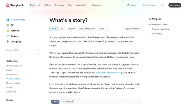 Storybook resource for preparing or reviewing a software demo.
