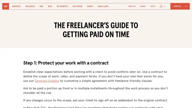 The Freelancers Union guide to getting paid resource page.