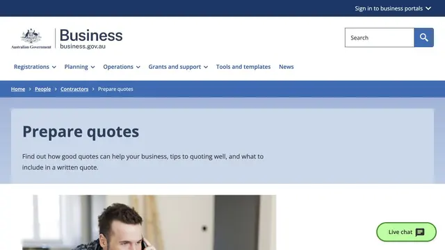 The Business.gov.au guide to quotes resource page.