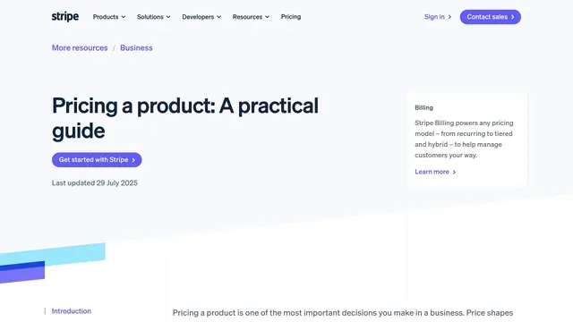 The Stripe's guide to value and pricing resource page.