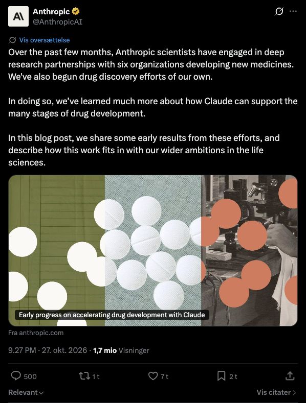 Anthropic announces life sciences partnerships and its own drug discovery work.
